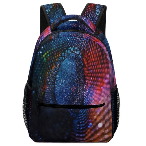 yanfind Children's Backpack Festive Inspiration Vibrant Holographic Shimmer Purple Magic Dark Design Decor Shiny Preschool Nursery Travel Bag