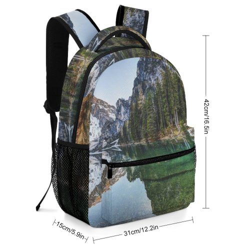 yanfind Children's Backpack Forest Scenery Landscape Daylight Snow Lakeside River Scenic Woods Lake Reflection Trees Preschool Nursery Travel Bag