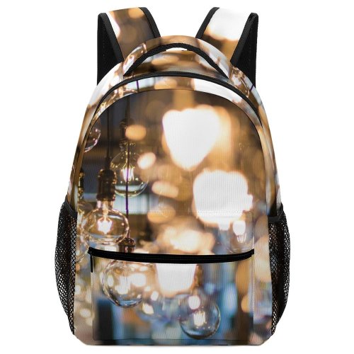 yanfind Children's Backpack  Gold Urban Stock City Light Illuminated Lamp Bulb Lights Nightlife Reflection Preschool Nursery Travel Bag