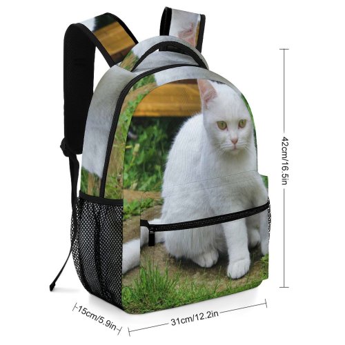 yanfind Children's Backpack Young Grass Pet Funny Outdoors Kitten Portrait Cute Little Sit Cat Preschool Nursery Travel Bag