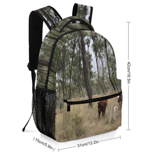 yanfind Children's Backpack Cattle Cow Field Outdoors Grassland Countryside Farm Rural Bull Pasture Meadow Ranch Preschool Nursery Travel Bag