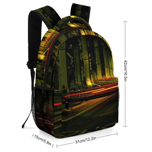 yanfind Children's Backpack  Time Illuminated Lights Roadway Lapse Fast Light Highway Blurry Speed Transportation Preschool Nursery Travel Bag