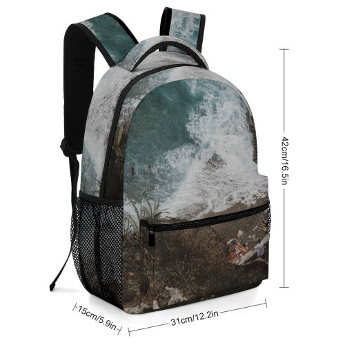 yanfind Children's Backpack Bay Landscape Daylight Evening  Light Beach  Boat Scenic Seashore High Preschool Nursery Travel Bag