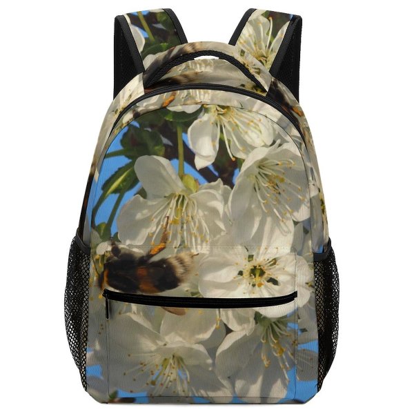 yanfind Children's Backpack Bumblebee Cherry Tree  Leaves Andrena Plant Pollen Free Bee Spring Preschool Nursery Travel Bag