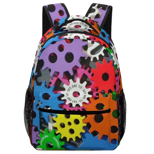 yanfind Children's Backpack Gears Sprocket Vib Wheels Automation Colorful Innovation Toothed Machinery Machine Cogs Settings Preschool Nursery Travel Bag
