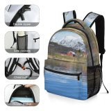 yanfind Children's Backpack Farm Sea Snow Tranquility Skies Reflection Sky Lake Range Wilderness Fjord Preschool Nursery Travel Bag