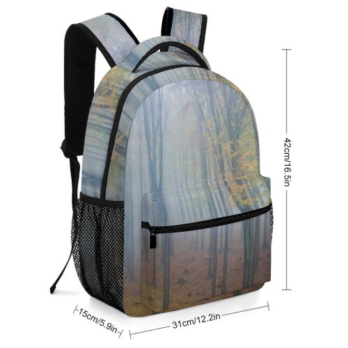 yanfind Children's Backpack Forest Land Outdoors Plant Tree Vegetation Woodland Fog Art  Bielawa Polska Preschool Nursery Travel Bag