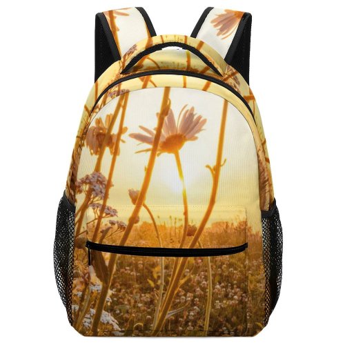 yanfind Children's Backpack Beautiful Flowers Rising Depth Sunset Landscape Sunny Field Vibes  Sunrise Wanderlust Preschool Nursery Travel Bag