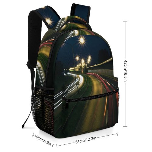 yanfind Children's Backpack Fast Streaks Expressway Road Light Exposure Lights Night Highway Preschool Nursery Travel Bag