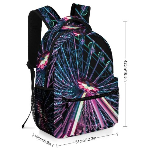 yanfind Children's Backpack Giant Park Dark Design Illuminated Lights Evening Wheel Neon Outdoors Round Preschool Nursery Travel Bag