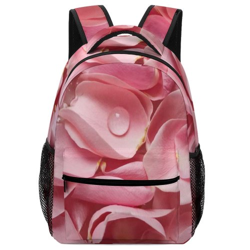 yanfind Children's Backpack Floral Dew Pastel Romance Romantic Waterdrops Light Flora Petals Rose Preschool Nursery Travel Bag