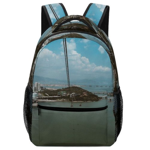 yanfind Children's Backpack Bay City Cable Clouds Landscape Daylight Travel  Island Buildings Watercrafts Boat Preschool Nursery Travel Bag