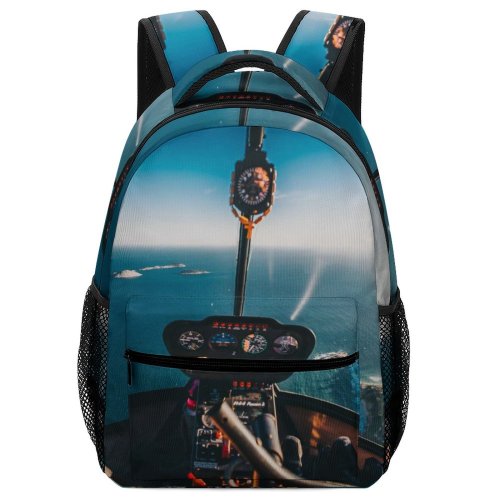 yanfind Children's Backpack Amazing Beautiful Cockpit Scenery Gauges Adventure Aircraft Landscape Travel Island Helicopter Transportation Preschool Nursery Travel Bag
