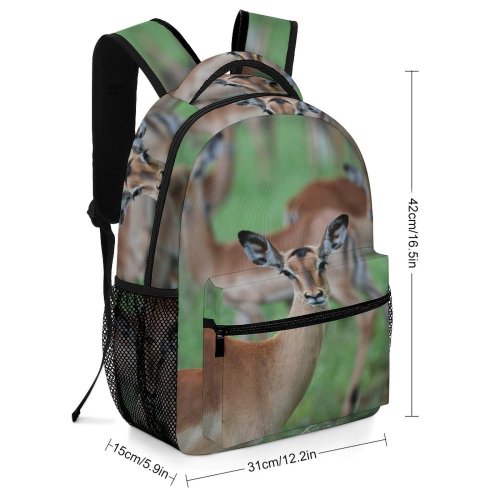 yanfind Children's Backpack Outdoors Impala Deer  Gazelle Antelope Grass Herbivore Fur Wild Wildlife Preschool Nursery Travel Bag
