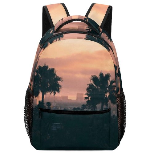 yanfind Children's Backpack Backlit Los Coast City La  Skies Palm Cityscape Sunset Century Travel Preschool Nursery Travel Bag