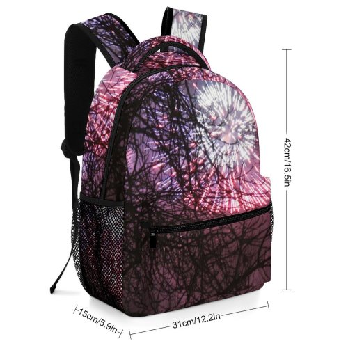 yanfind Children's Backpack Fireworks Tree Year Night Sky Light Purple Atmospheric Lighting Darkness Preschool Nursery Travel Bag