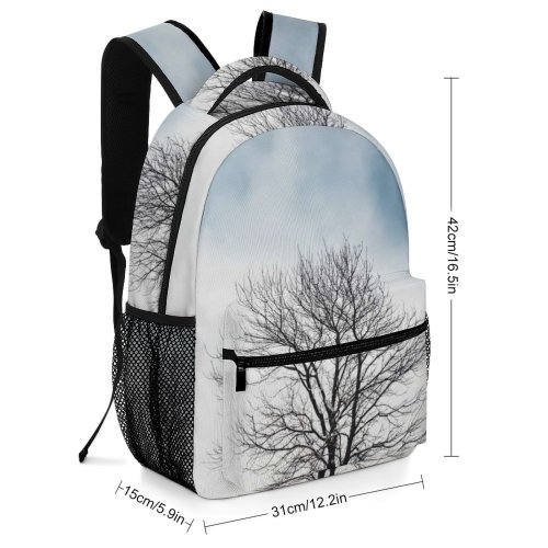 yanfind Children's Backpack Frozen Tree Winter Season Wood Light Snow Snowy Outdoor Outdoors Scenic Frost Preschool Nursery Travel Bag