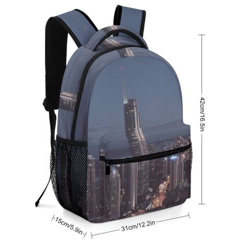 yanfind Children's Backpack Bank Sky Skyscrapers City Buildings Downtown Lights Night Cityscape Aerial Preschool Nursery Travel Bag
