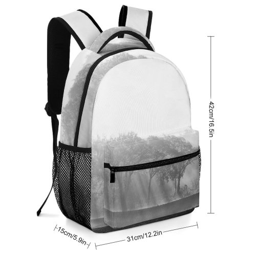 yanfind Children's Backpack Fog Outdoors Mist Bergen Hohne Lohheide Grey Tree Sunrise Forest Public Domain Preschool Nursery Travel Bag