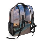 yanfind Children's Backpack Beautiful Sand  Clouds Sunset Travel Island Beach Turquoise  Tropical Boat Preschool Nursery Travel Bag