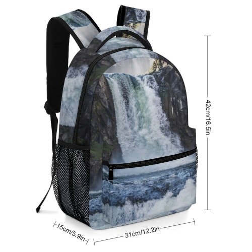 yanfind Children's Backpack Forest Daylight Waterfall River Outdoors Scenic Flow Woods Fall Preschool Nursery Travel Bag