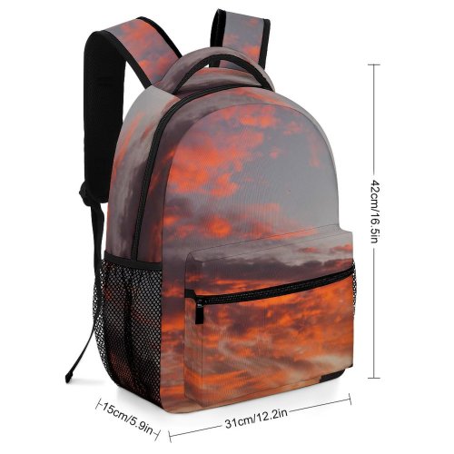 yanfind Children's Backpack Golden Silhouettes City Dark Lights Scenery Clouds Sunset Landscape Evening Buildings Preschool Nursery Travel Bag