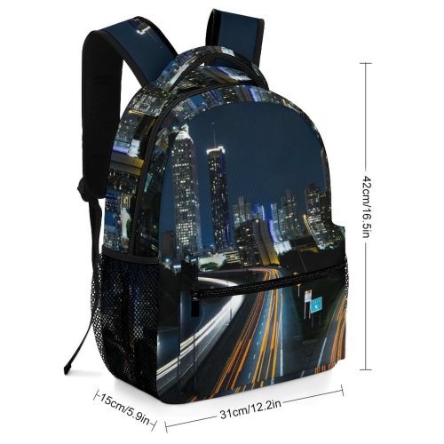yanfind Children's Backpack Expressway Street City Time Lights Downtown Lapse Cityscape Fast Evening Traffic Preschool Nursery Travel Bag