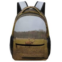 yanfind Children's Backpack Outdoors Landscape Reindeer Deer Deers Antlers Grass Wildlife Preschool Nursery Travel Bag