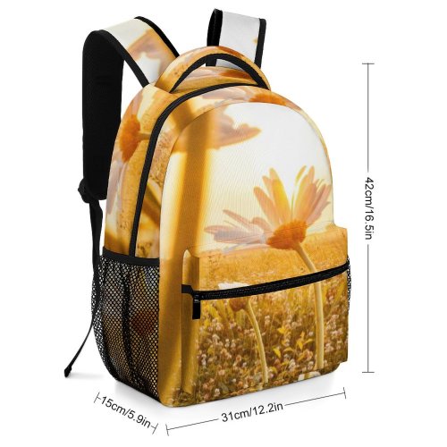 yanfind Children's Backpack Beautiful Delicate Rural Flowers Season Wild Sunset Grass Landscape Daylight Sunny Field Preschool Nursery Travel Bag