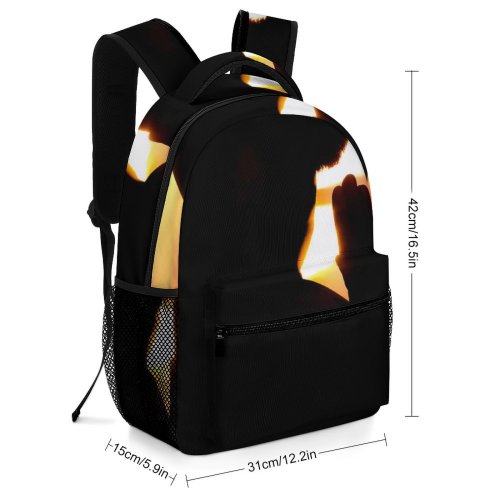 yanfind Children's Backpack Backlit Side Detail Focus Christianity Christ Profile Dark Religion Believe Hands Sunset Preschool Nursery Travel Bag