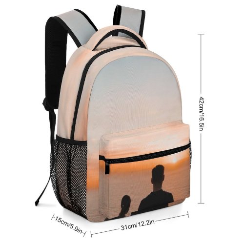 yanfind Children's Backpack Golden Silhouettes Scenery Clouds Sunset Landscape Couple Silhouetted Scenic Hour Preschool Nursery Travel Bag