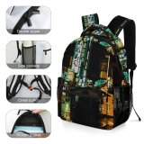 yanfind Children's Backpack  Street City Dark Time Downtown Tokyo Fast Evening Bell Travel Light Preschool Nursery Travel Bag