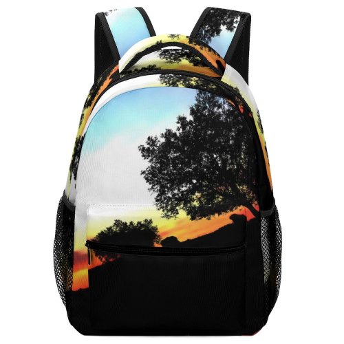 yanfind Children's Backpack Field Tree Sky Landscape Clouds Sunset Bushes Natural Horizon Cloud Evening Morning Preschool Nursery Travel Bag