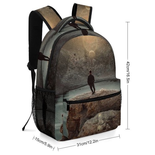 yanfind Children's Backpack Backlit Rocky Bokek Scenery Sunset Adventure Landscape Travel Waterfall Beach  River Preschool Nursery Travel Bag