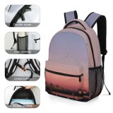yanfind Children's Backpack Golden Lights Scenery Clouds Sunset Landscape Evening Buildings River Outdoors Hour Preschool Nursery Travel Bag
