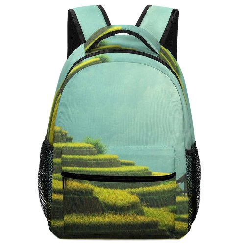 yanfind Children's Backpack Geography Farming Farm Plant Rural Home Hazy Grass Landscape Daylight Mountains Travel Preschool Nursery Travel Bag