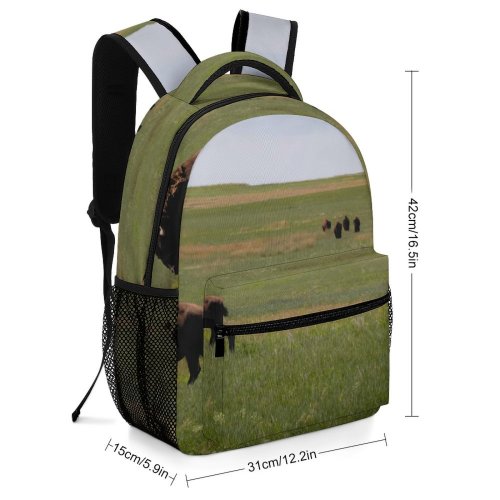 yanfind Children's Backpack Cattle Cow Outdoors Grassland Field  Bison Countryside Rural Farm Meadow Badlands Preschool Nursery Travel Bag