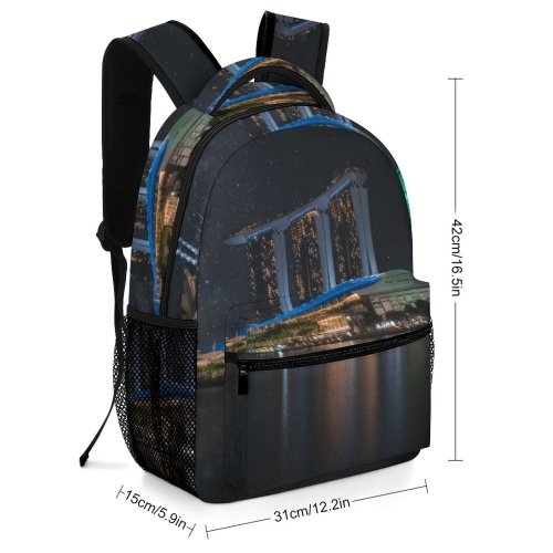 yanfind Children's Backpack Bay City Illuminated Lights Downtown Scenery Cityscape Landscape Citylights Evening Milky Marina Preschool Nursery Travel Bag