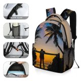 yanfind Children's Backpack Backlit Sand Maldives Vegetation Romance Vacation Palm Coconut Affection Affair Sunset Romantic Preschool Nursery Travel Bag