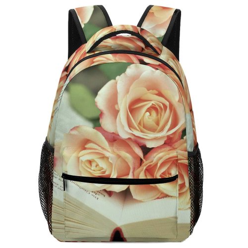 yanfind Children's Backpack Elegant Focus Bouquet Romance Flowers Literature Romantic Roses Pages Blooming Preschool Nursery Travel Bag