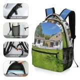 yanfind Children's Backpack Family Beautiful Estate Home Residential Grass Sunny Yard Landscaping Gardening Real Building Preschool Nursery Travel Bag