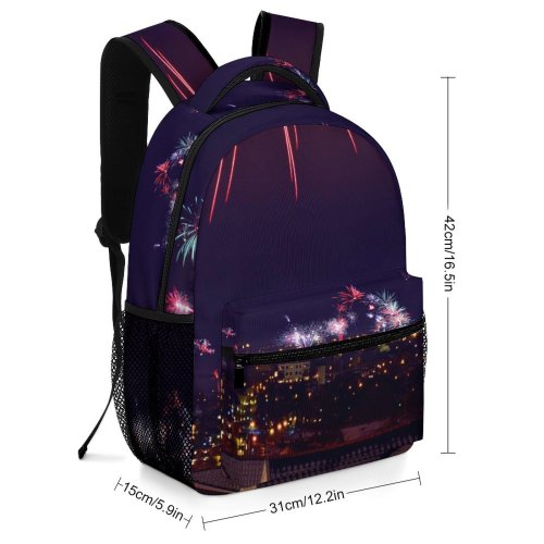 yanfind Children's Backpack Festival City Dark Illuminated Lights Independence Fireworks Landscape Evening Event Explosion Preschool Nursery Travel Bag