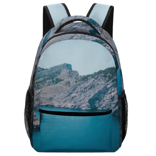 yanfind Children's Backpack  Daylight Rocky Mediterranean Boat Outdoors Dawn Scenic Waters Island Mountains Sea Preschool Nursery Travel Bag