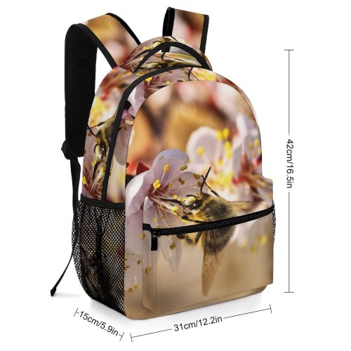 yanfind Children's Backpack Bee Flower  Insect Invertebrate Flora Plant Beijing China Sunlight Macro Bokeh Preschool Nursery Travel Bag