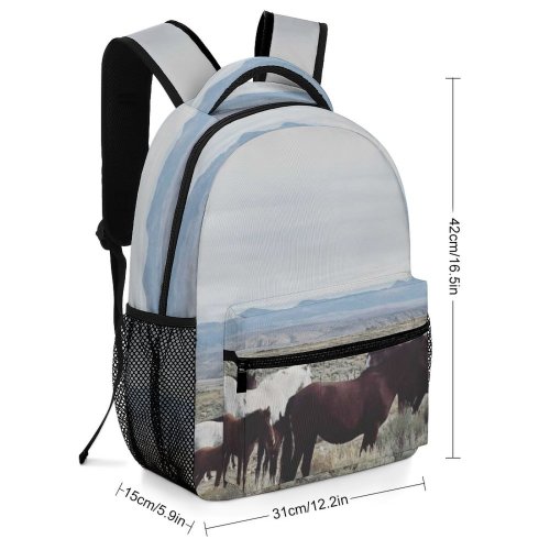 yanfind Children's Backpack Field Grassland Outdoors Cattle Cow Countryside Horse Farm Pasture Rural Meadow Ranch Preschool Nursery Travel Bag