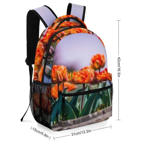 yanfind Children's Backpack Flower Plant  Tulip Petal Tulips Leaf Spring Summer Creative Commons Preschool Nursery Travel Bag