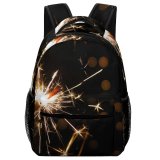 yanfind Children's Backpack Fireworks Harmless Fire Sparks Light Sparkler Diwali Midnight Darkness Year's Eve Night Preschool Nursery Travel Bag