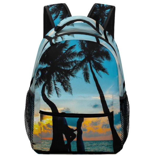 yanfind Children's Backpack Backlit Sand Maldives Romance Palm  Affair Sunset Evening Relation Island Love Preschool Nursery Travel Bag