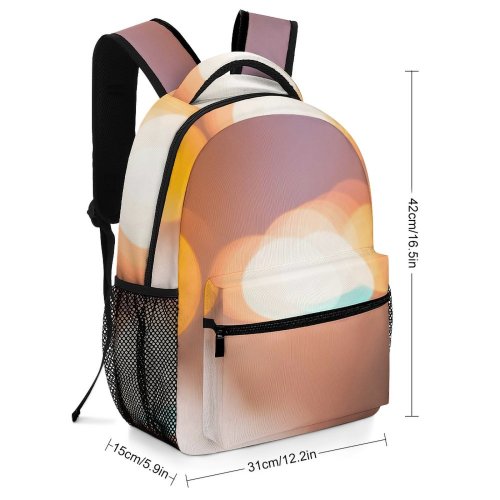 yanfind Children's Backpack  Focus Shining Illuminated Lights Colorful Light Luminescence Abstract Round Art Bokeh Preschool Nursery Travel Bag