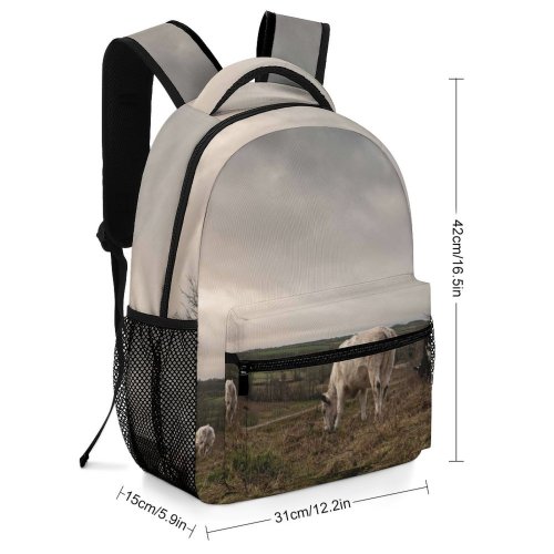 yanfind Children's Backpack Cattle Cow Field Outdoors Grassland Sheep Countryside Rural Pasture Meadow Farm Ranch Preschool Nursery Travel Bag